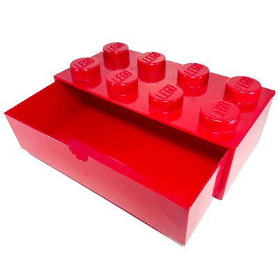 Red Lego 8 Knobs Desk Drawer Storage Stackable Brick 12.5  x 6.25  x 4 