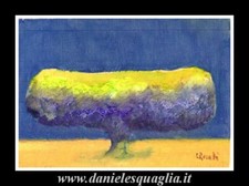 LA GRANDE QUERCIA ROSATI LUIGI DIPINTO ORIGINALE OLIO  SU CARTA 17X12