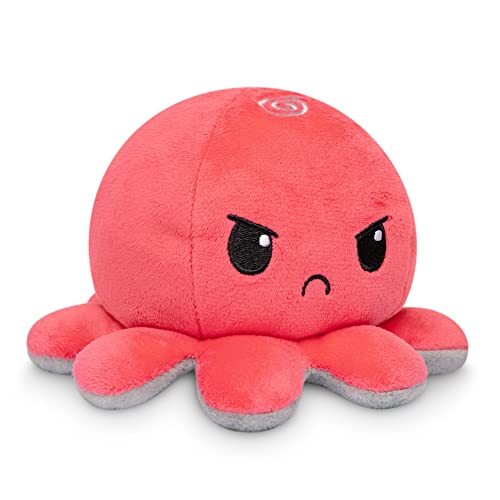 TeeTurtle The Original Reversible Octopus Plushie Red Angry