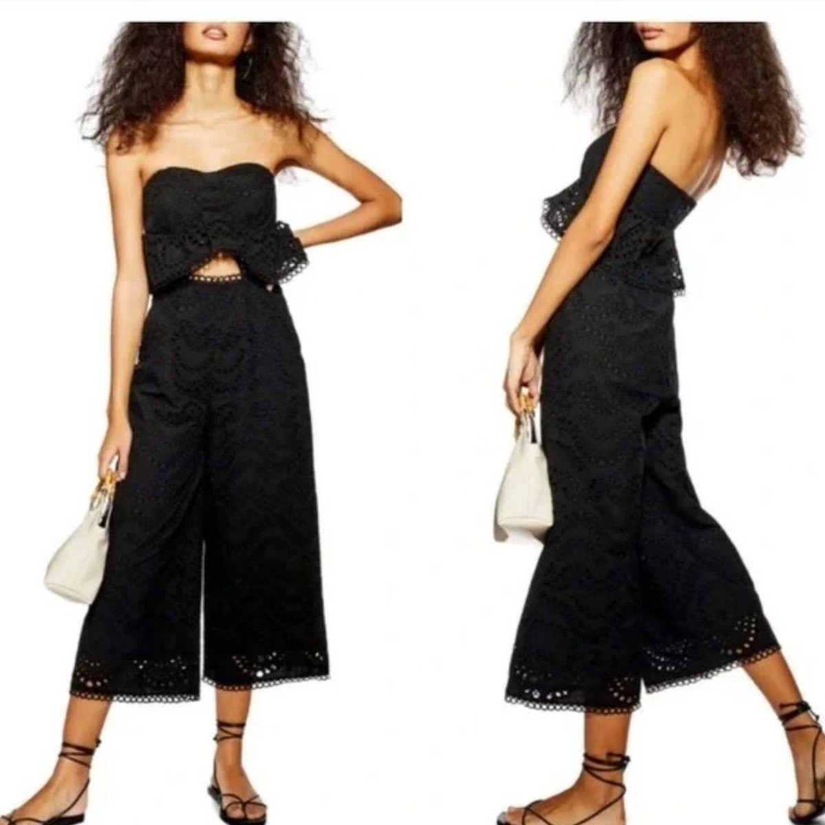 Wide Leg Topshop Strapless Jumpsuit Topshop Black Strapless Wide