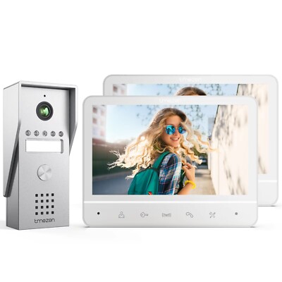 TMEZON Video Türsprechanlage Gegensprechanlage Türklingel Kamera 2X7'' Monitor