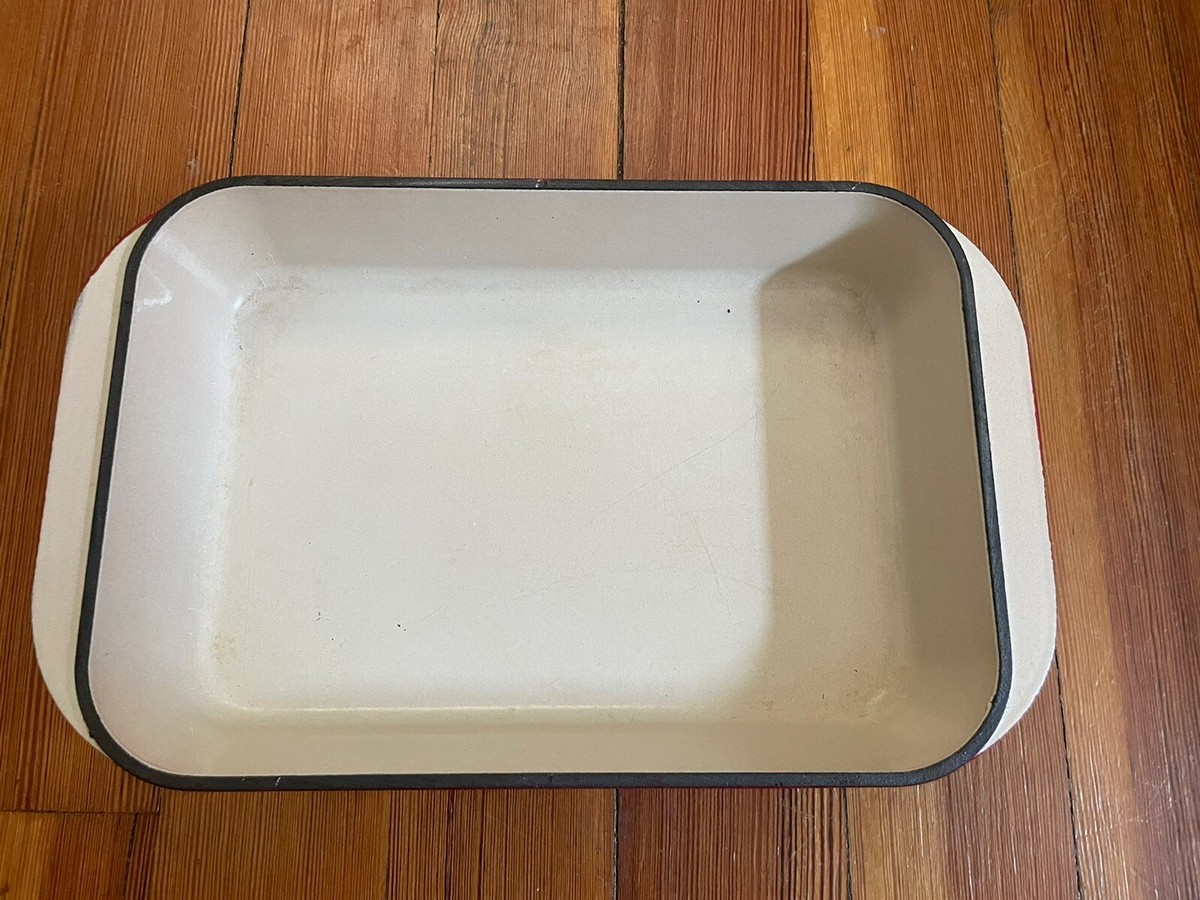 Le Creuset #30 Red Enamel Cast Iron Baking Casserole Roasting Pan France  13x8x2