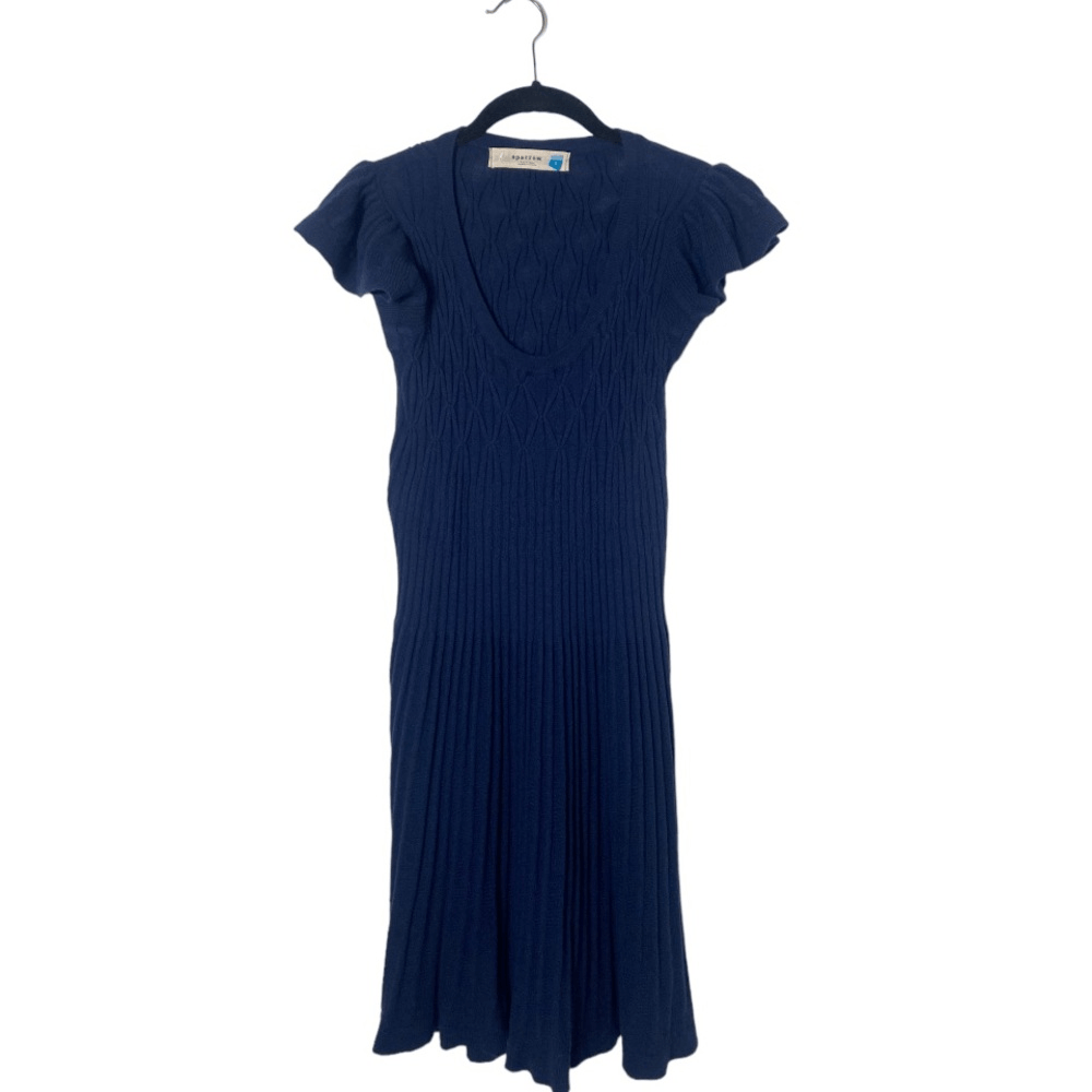 anthropologie blue sweater dress Anthropologie Sparrow SZ S navy blue textured, long sweater dress