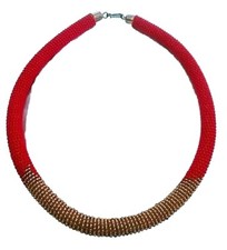 Maasai Kenya African Jewelry Rope Beaded necklace-red and other color beads