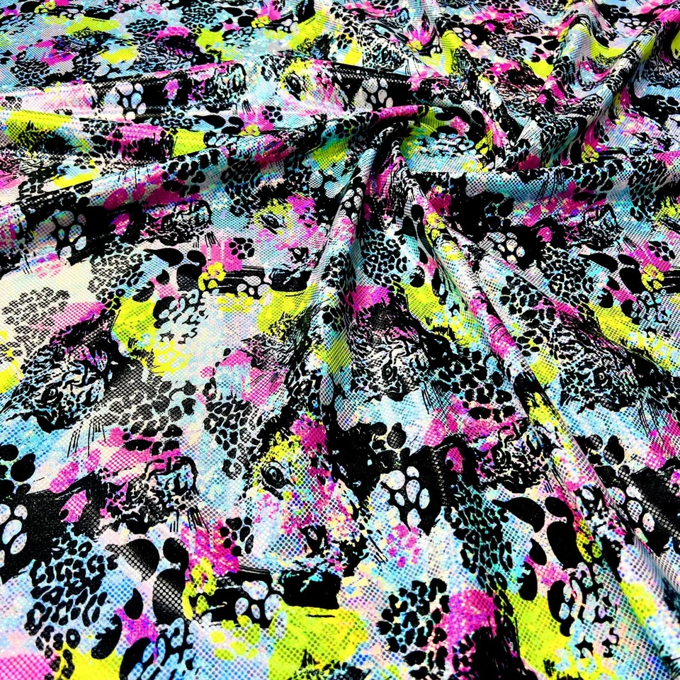 Spandex Fabric Animal Print Yellow & Pink Stretch by Yard for Swimwear Sportwear - Image 2 of 4