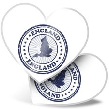2 x Heart Stickers 15 cm - England Britain Map Travel Stamp #4382