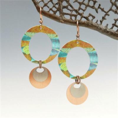 DC Designs Large Layered Circles Earrings Earthy Green Brown