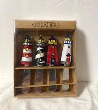 Vintage 1995 Boston Warehouse Lighthouse Spreaders Set of 4 Model #12921 NOB