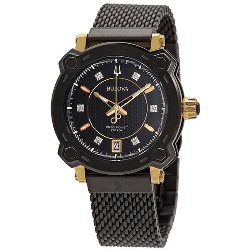 Neu Bulova Precisionist Grammy Edition Damen Quarz schwarz IP Uhr 38mm 98P173