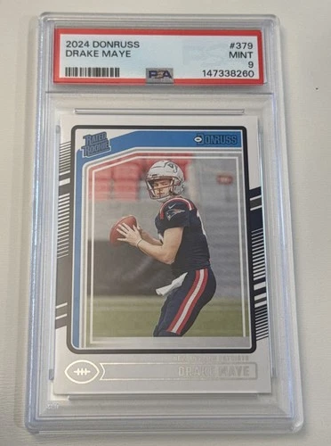 2024 Panini Donruss Rated Rookie Drake Maye #379 (RC) New England Patriot PSA 9