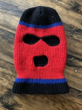 Vintage Multi Color Ski-Mask,3 Hole Design,80 s,Robber Style,Knit Hat,Balaclava