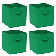 Foldable Storage Organiser Boxes Set of 4 Storage Basket Fabric Wardrobe Storage