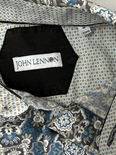 John Lennon Men’s Button Up Shirt Size Med Long Sleeve Flip Cuff Paisley Unique - Picture 5 of 10