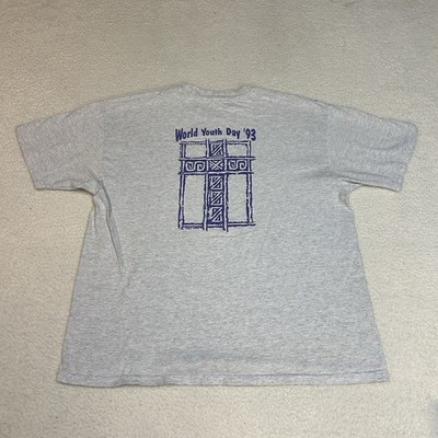 Vtg 90s Christian Cross T shirt Adult Sz XL Single Stitch USA Made Youth Day