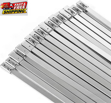 50 Pack 11.8 in 304 Stainless Steel Metal Zip Ties Self Locking Cable Ties