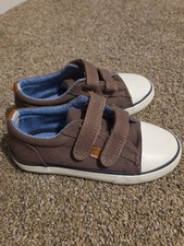 Tommy Hilfiger Kids' Hook Loop Casual Sneakers Brown White Canvas Low Top