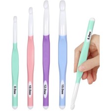 H&auml;kelnadel Set, dicke Jumbo H&auml;kelnadeln, ergonomisch, Kunststoff, 4 Gr&ouml;&szlig;en