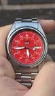 Vintage Seiko 5 7s26 Automatic Watch: Red Dial Military Style Unique