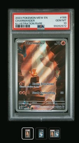 PSA 10 2023 POKEMON MEW EN-151 #168 CHARMANDER ILLUSTRATION RARE Cracked Slab