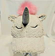 Gorra de Béisbol Unicornio Sherpa Sombrero Rosa Melena Cuerno Plateado NUEVA con Etiquetas Disfraz de Peluche