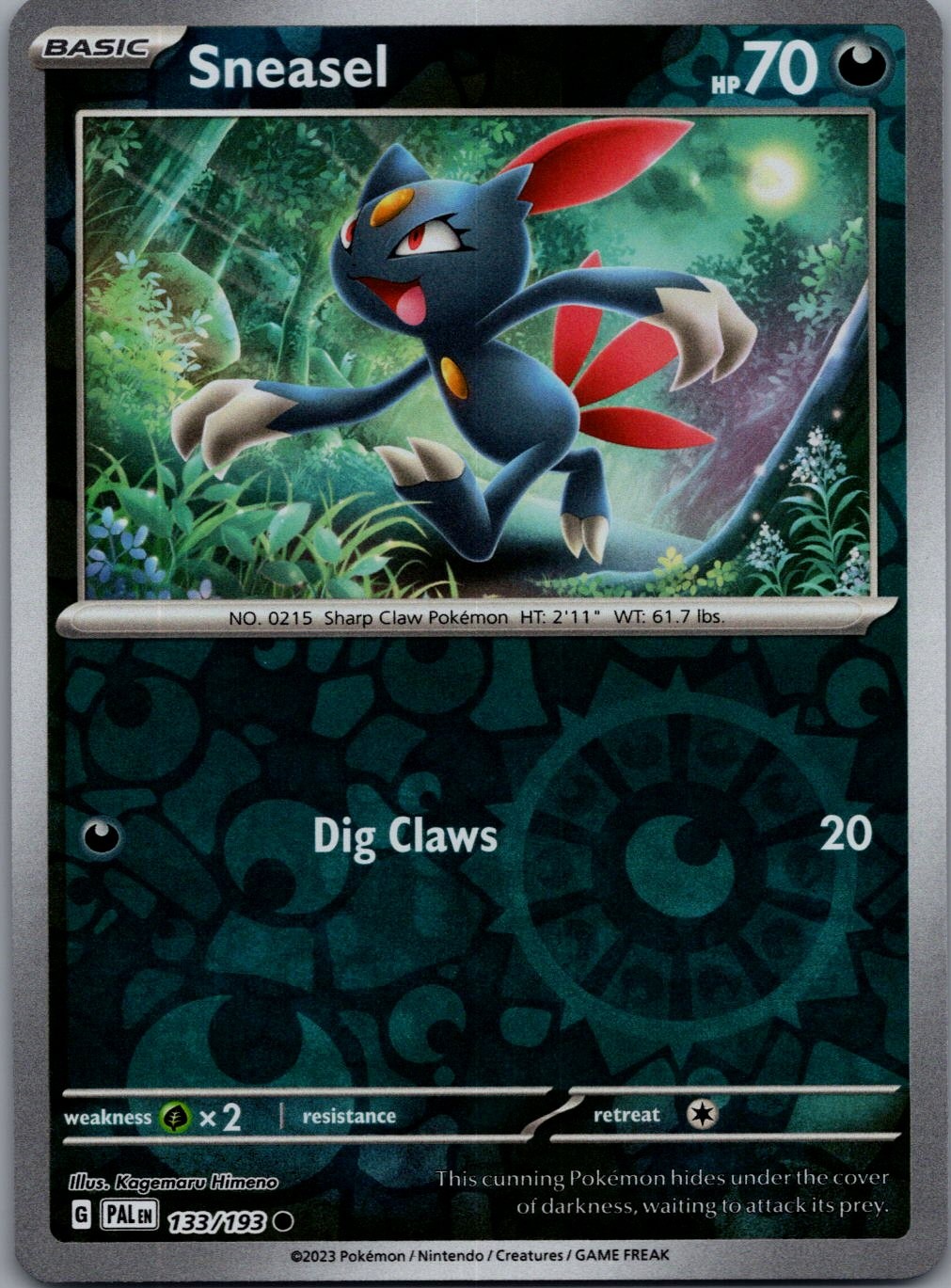 Sneasel 133/193 C Paldea Evolved Pokemon Reverse Holo Near Mint