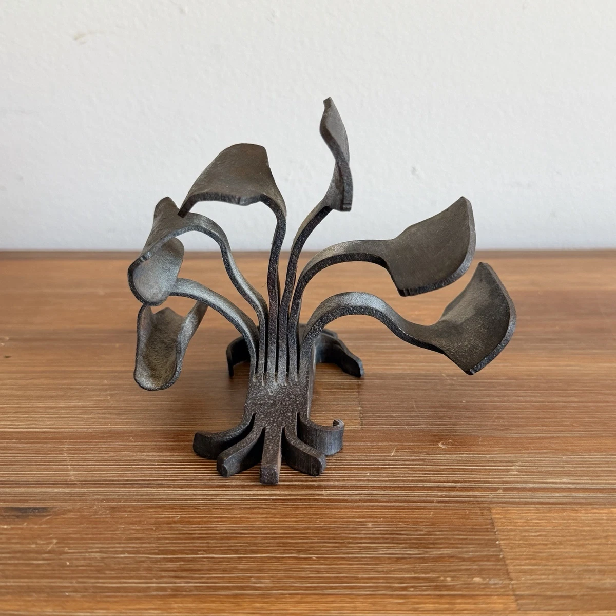 Vintage Brutalist Cast Iron Abstract Sculpture Artist Signed Dated 1976 Desk Top