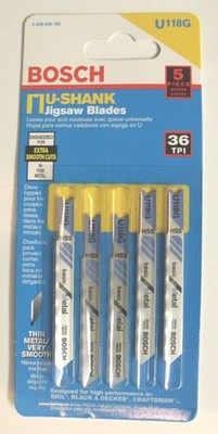 Bosch U118G  2-3/4'', 36TPI, HSS Universal Shank Jigsaw Blade 5-Pack