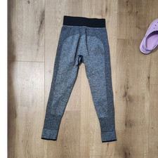 Gray Black Women's Ankle Leggings Knit Solid Elastic Waist Regular Fit