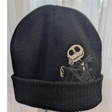 Disney Nightmare Before Christmas Jack Skellington Black Cuffed Beanie Hat Knit