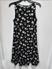 Old Navy Dress Womens XS Tall Black Floral Sleeveless Tank A-Line Swing Stretch