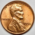 1958 P Lincoln Cent 2E Brilliant Uncirculated One coin from UNC Roll