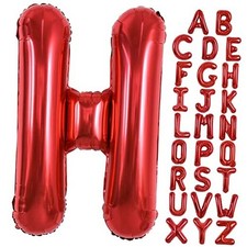 40 Inch Large Bright Red Letter Balloons A-Z, Giant Jumbo Helium Foil Red H