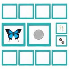 12Pcs 3D Floating Frame Display Stand 3.5"x3.5" PE Film Display Case Teal