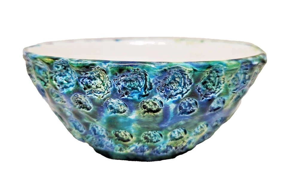 Antiga tigela artesanal estúdio arte cerâmica assinada EDNA JOHN 1974 colecionador feito à mão EUA - Imagem 3 de 4