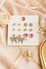 7 Days Earring Set for Girls  Women   Silver Stud Earrings with Flowers,