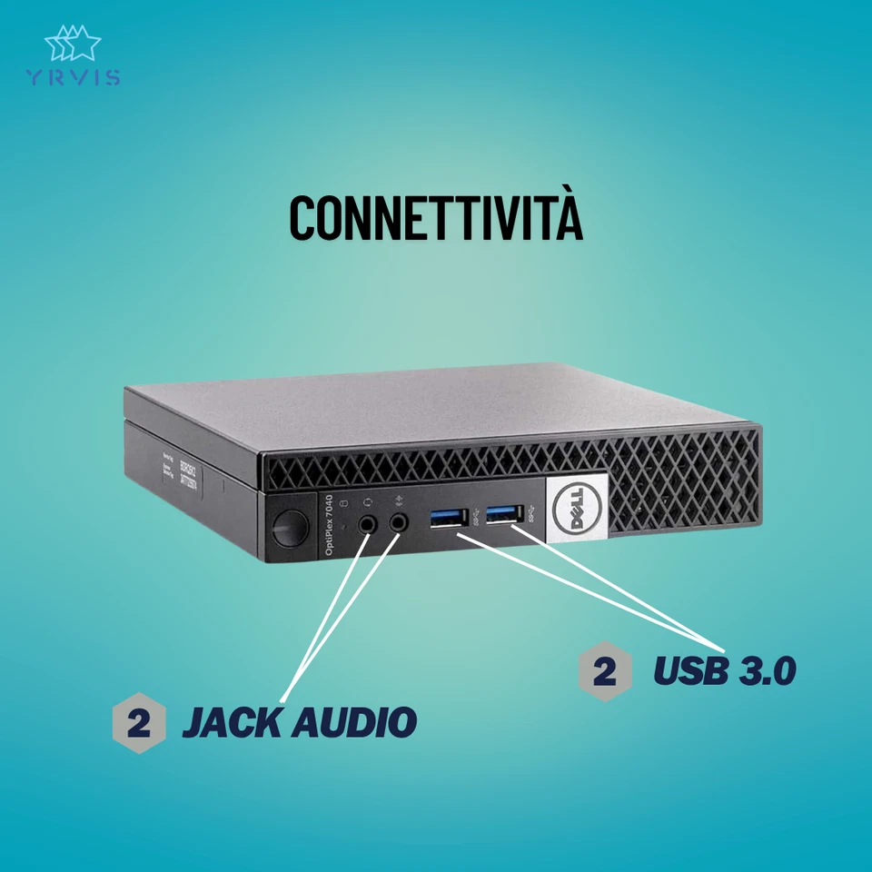 PC DESKTOP DELL 7040 MINI INTEL I5 RAM 16GB SSD 256GB WIN 11 PRO RICONDIZIONATO - Immagine 2 di 4