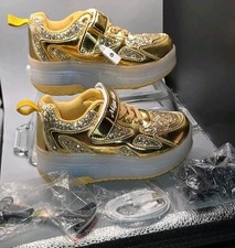 LED Light Up Roller Skate Shoes Glitter Gold Woowyet Size 12 Little Kid EUR 30