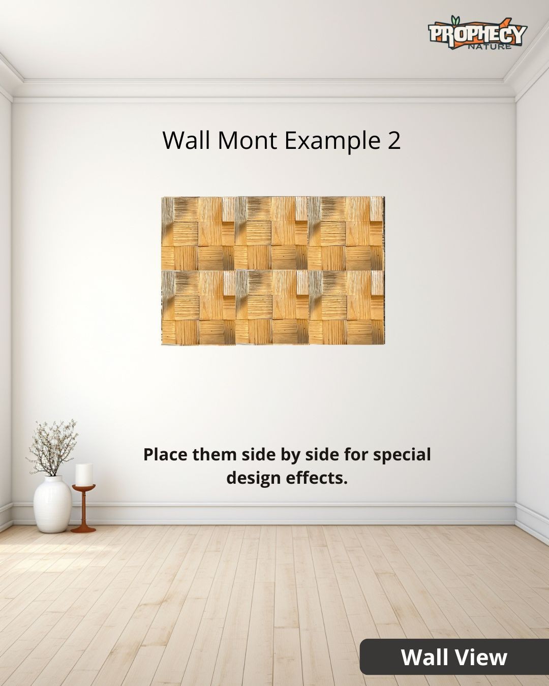 12”x12” Solid Wood Wall Panel – Decorative 3D Wooden Art Pane – Ready to Mount