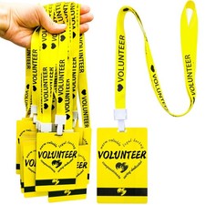 50 Sets PVC Volunteer Badge lanyards and Plastic Pass Cards,Perfect for Schoo...