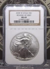 2008 "W" American SILVER Eagle *Reverse of 2007* $1 NGC MS69 #007 ECC&C, Inc.
