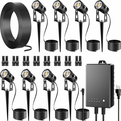 All-in-One Outdoor Low Voltage Landscape Lighting Kit, LED Landscape Spot Lights