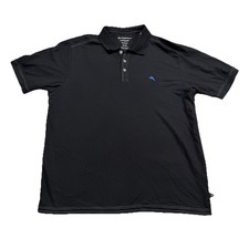 Tommy Bahama Polo Shirt Mens XL Black Island Zone Supima Cotton Marlin Golf J15E