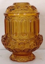 Vintage L E Smith Moon And Stars Fairy Lamp Amber 6.5 Inch - 2 Piece