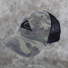 Quiksilver Camouflage Hat Cap Mens Snapback Mesh Back Embroidered Logo