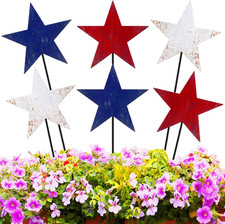 6 Pcs 12" H 4Th of July Outdoor Decor Vintage Patriotic Yard Decor Rustic Red Bl