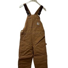 Vtg Carhartt Duck Zip to Knee Bib Overalls Quilt Lined R02 BRN 54 X 30 NEW NOS