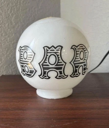 VINTAGE 6"  ROUND MID CENTURY MILK GLASS "BAR" LAMP GLOBE SHADE Fitter 3 1/4"