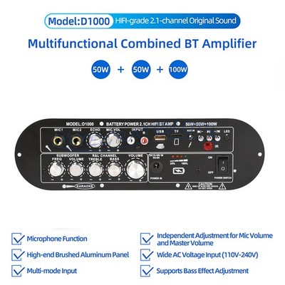 D1000 High Power Subwoofer Bluetooth Digital Amplifier Board 50W+50W+100W 2.1 CH