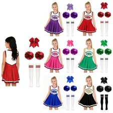 Girls Cheer Leader School Event Costume Performance Outfit Sports Festivals Set