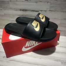 Nike VICTORI ONE Black/Metallic Gold CN9675-006 Comfort Sandals Mens Sz 13 slide